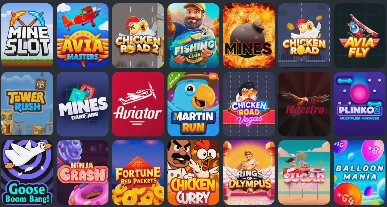 Martin Casino Crash-Spiele mit Aviator, Mines und weiteren Spielen