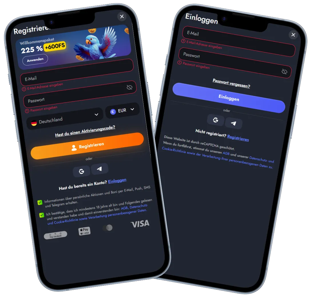 Martin Casino Registrierung und Login auf der mobilen Website